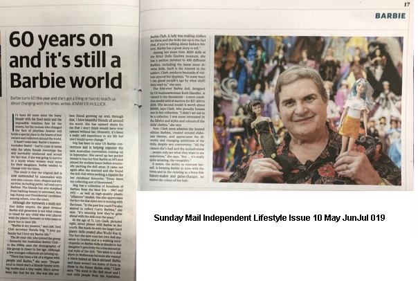 Article on Lyn Clark and Barbie in Independent Lifestyle May 2019